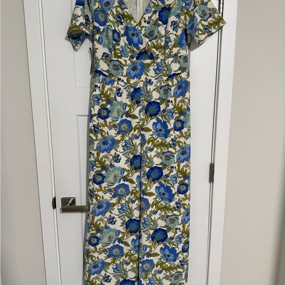 Lane Bryant Blue Floral Jumpsuit